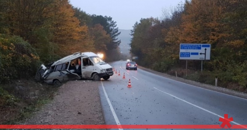 На крымской трассе микроавтобус влетел в дерево, пятеро пострадавших