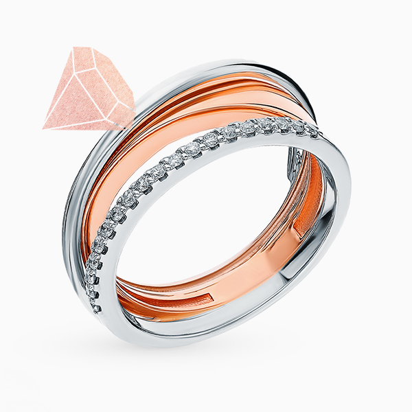 Кольцо «Алькор», розовое и белое золото, бриллианты