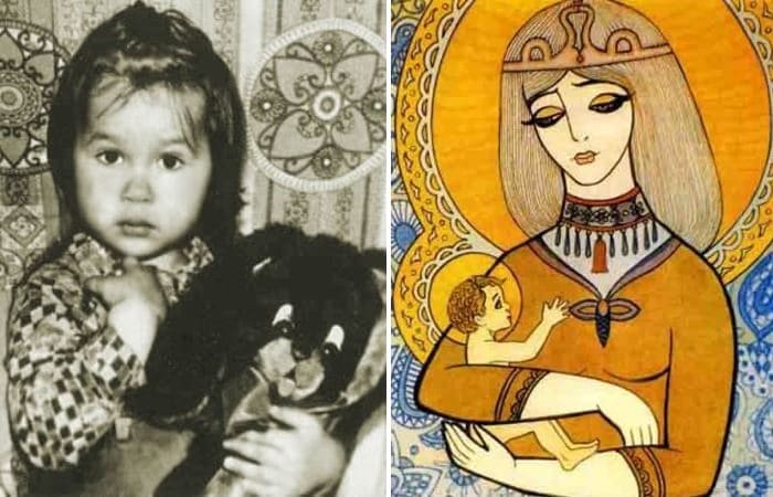 Юная художница-вундеркинд Саша Путря и ее работа *Дева Мария*, 1988 | Фото: abc-people.com и mixnews.lv Юная художница-вундеркинд Саша Путря и ее работа *Дева Мария*, 1988 | Фото: abc-people.com и mixnews.lv