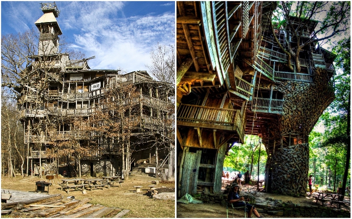 Дом на дереве построен только из вторсырья или восстановленной древесины. Дом на дереве построен только из вторсырья или восстановленной древесины.