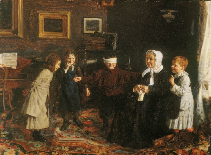 Рыбаков Гавриил Федорович.( русский, 1859-1905). Игра в жмурки. Рыбаков Гавриил Федорович.( русский, 1859-1905). Игра в жмурки.