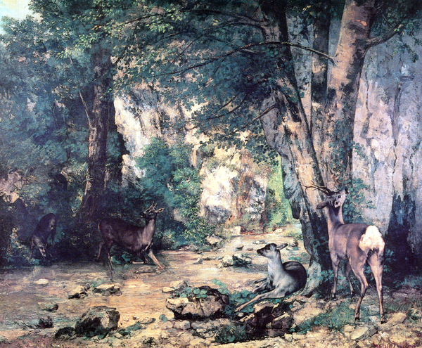 "Возвращение оленя к источнику Плезир-Фонтен", 1866, холст, масло, 174 x 209