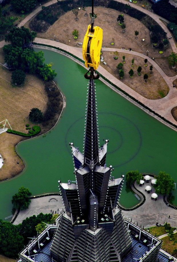 Crane operator wins photo competition prize for aerial photos taken from his crane, Shanghai, China - 26 Nov 2013