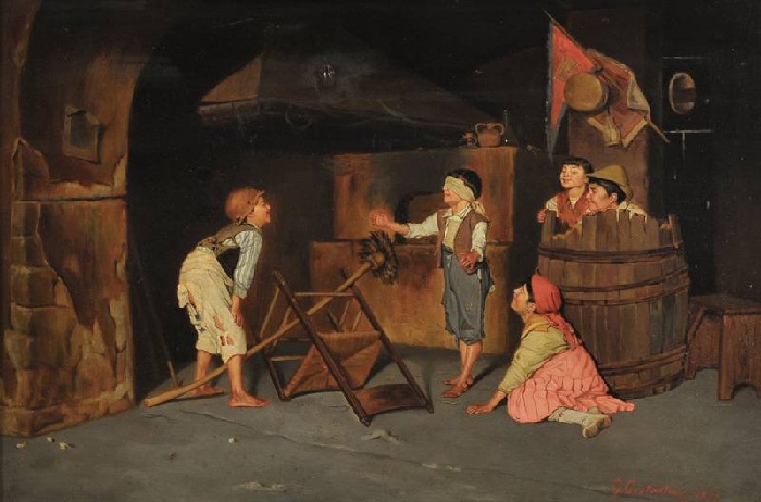 Джузеппе Константини (итальянец, 1843-1893) «Blindmans Buff». (1883 год). Джузеппе Константини (итальянец, 1843-1893) «Blindmans Buff». (1883 год).