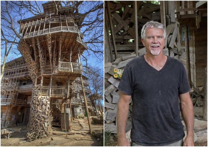 Гораций Берджесс построил на дереве гигантский дом площадью 900 кв. м (Кроссвилл, США). Гораций Берджесс построил на дереве гигантский дом площадью 900 кв. м (Кроссвилл, США).