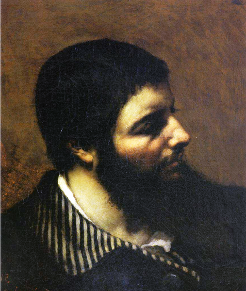"Автопортрет с полосатым воротником", 1854, холст, масло, 37 x 46