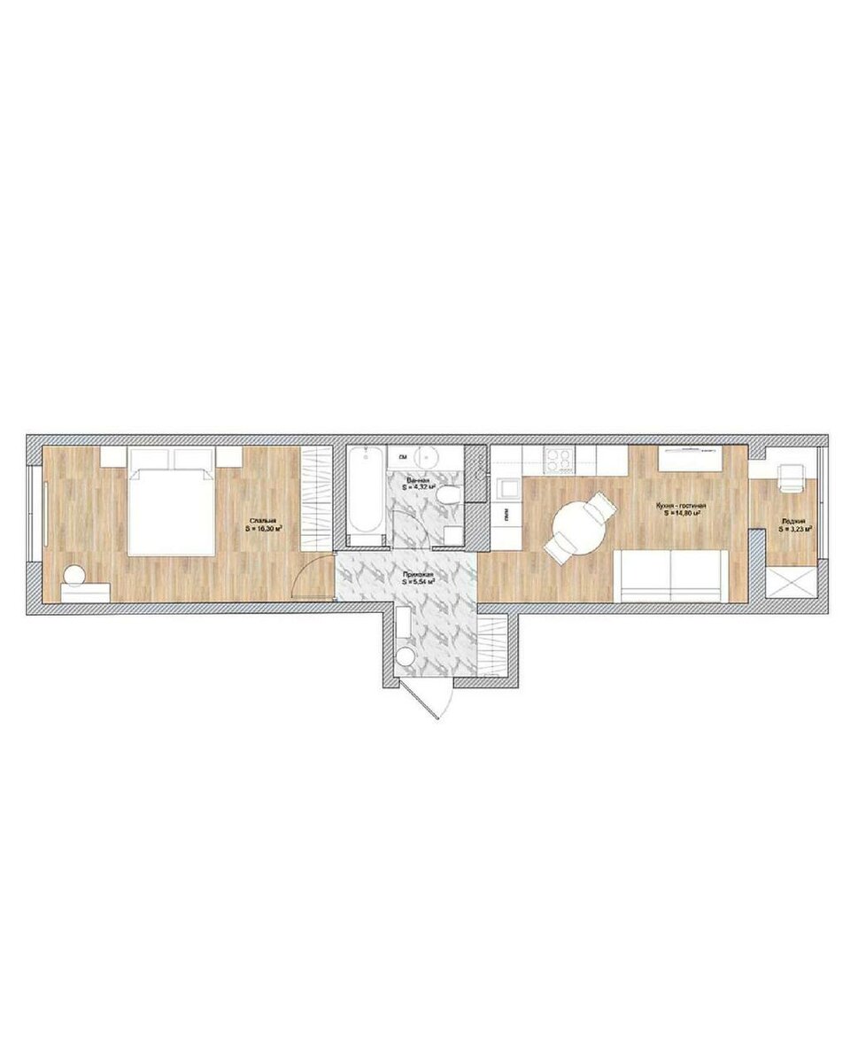 Однушка 44 кв.м, которая выглядит больше трёхкомнатной квартиры: эффектный дизайн на минимальной площади