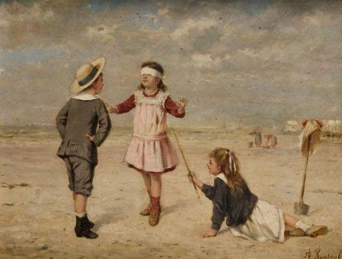Альберт Русенбум (бельгиец, 1845-1875). «Blindmans Buff». Альберт Русенбум (бельгиец, 1845-1875). «Blindmans Buff».