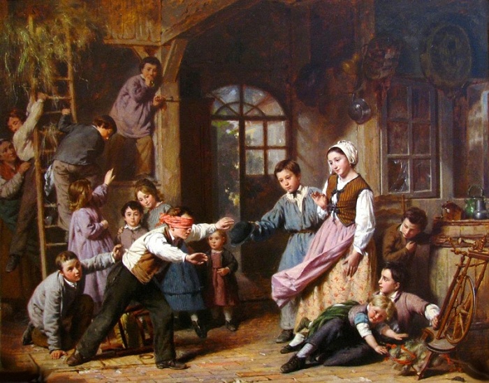 Пьер Жан Эдмон Кастан (француз, 1817–1892). «Blindmans Buff» Пьер Жан Эдмон Кастан (француз, 1817–1892). «Blindmans Buff»