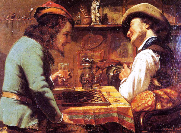 "Игра в шашки", 1844, холст, масло