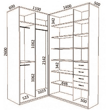 Шкаф купе чертежи с размерами своими руками