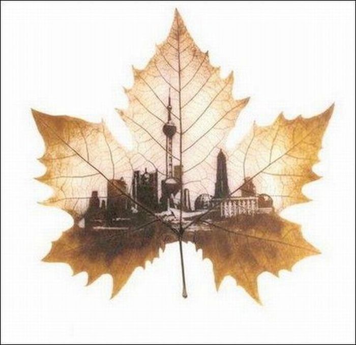 лист, рисунок, удивительно, осень