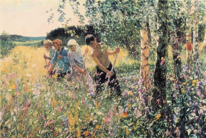 «Сенокос». (1945 год). Третьяковская галерея. Автор: А.А.Пластов. «Сенокос». (1945 год). Третьяковская галерея. Автор: А.А.Пластов.