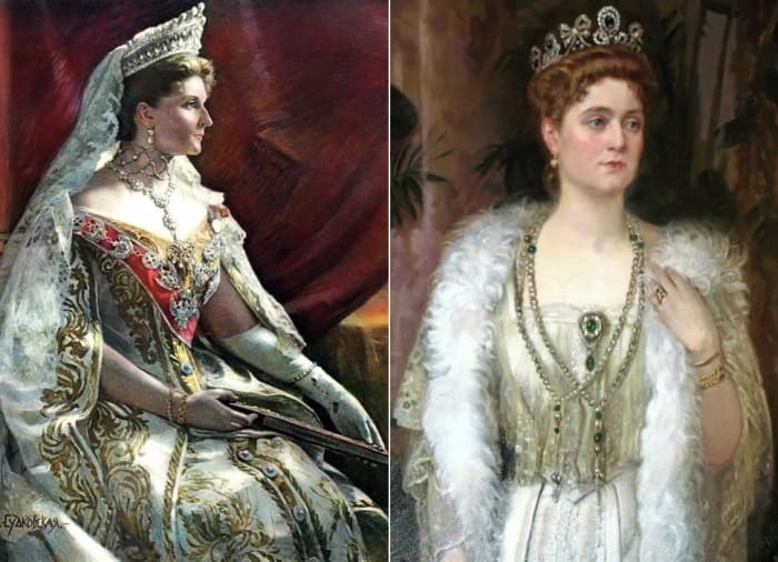 Слева – Е. Самокиш-Судковская. Императрица Александра Федоровна. Справа – Н. Бодаревский. Портрет императрицы Александры Федоровны, 1907| Фото: liveinternet.ru Слева – Е. Самокиш-Судковская. Императрица Александра Федоровна. Справа – Н. Бодаревский. Портрет императрицы Александры Федоровны, 1907| Фото: liveinternet.ru