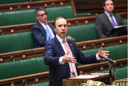 FILE PHOTO: Britain's Health Secretary Matt Hancock delivers the COVID-19 situation update at the House of Commons in London, Britain December 2, 2020. UK Parliament/Jessica Taylor/Handout via REUTERS FILE PHOTO: Britain's Health Secretary Matt Hancock delivers the COVID-19 situation update at the House of Commons in London, Britain December 2, 2020. UK Parliament/Jessica Taylor/Handout via REUTERS