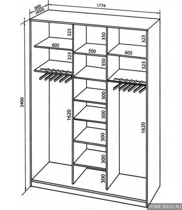 Шкаф купе чертежи с размерами своими руками