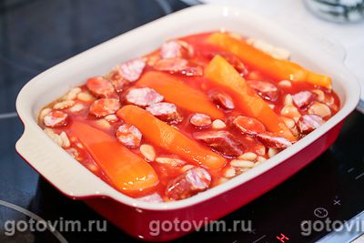 Пребранац (запеченная фасоль с колбасками по-сербски), Шаг 07