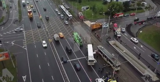 Последствия ДТП с автобусом в Москве сняли на видео с коптера