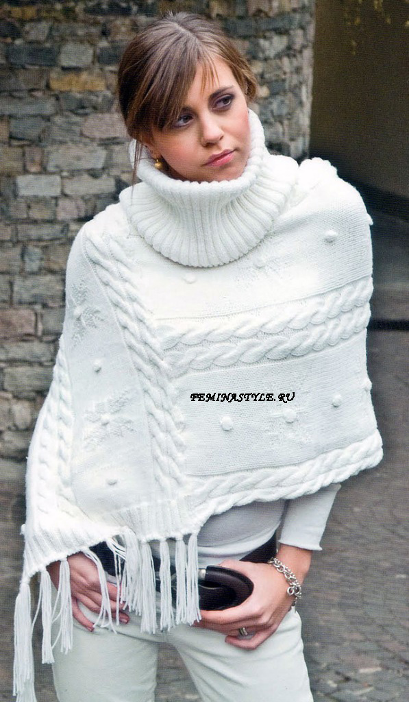 Пончо,связанное спицами