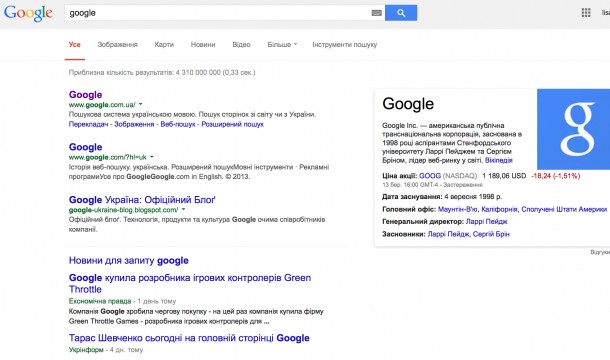 В Google отказались от подчеркивания ссылок