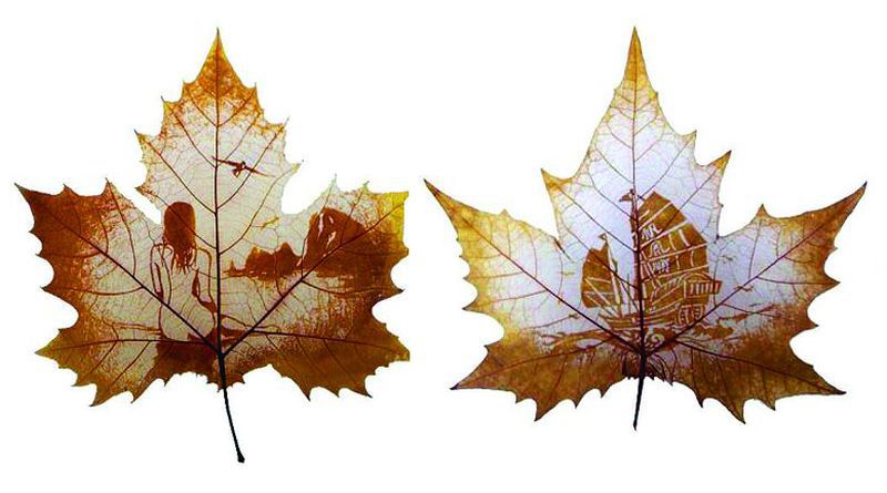 лист, рисунок, удивительно, осень