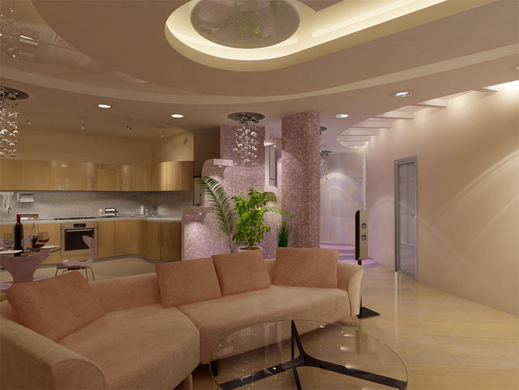 Дизайн интерьера гостиной, дизайн гостиной-кухни в Екатеринбурге