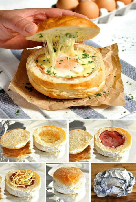 Питательный сэндвич с яйцом, беконом и сыром, запеченный в духовке. 19 идей, как порадовать близких вкусными блюдами из простейших продуктов
