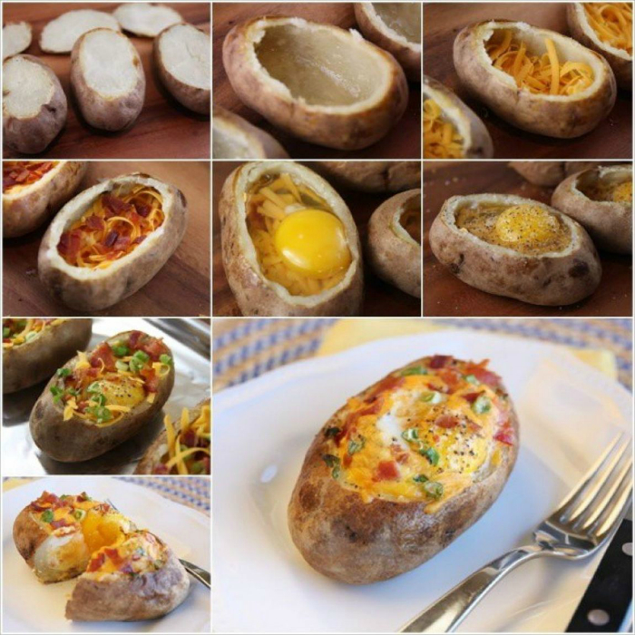 Цельный картофель, запеченный с яйцом, тертым сыром и овощами. 19 идей, как порадовать близких вкусными блюдами из простейших продуктов