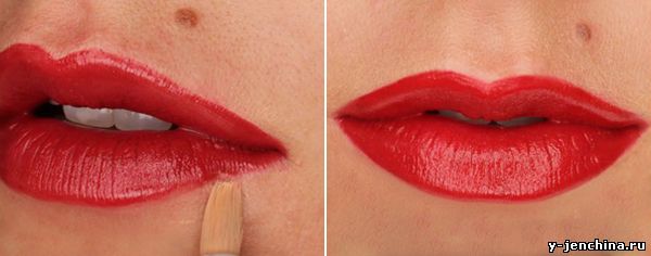 как накрасить губы красной помадой