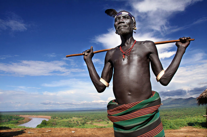 Глава племени Каро в деревне Корчо, Эфиопия вокруг света, путешествия, фотография