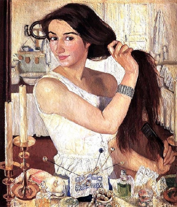 «За туалетом». Автопортрет. (1909). Автор: Зинаида Серебрякова. «За туалетом». Автопортрет. (1909). Автор: Зинаида Серебрякова.
