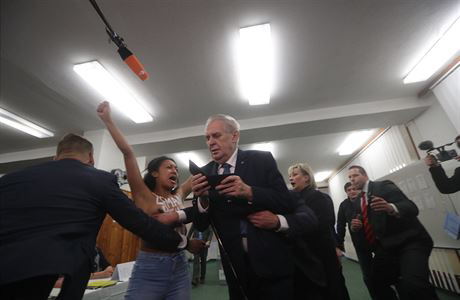 Активистка Femen напала на президента Чехии Активистка Femen напала на президента Чехии