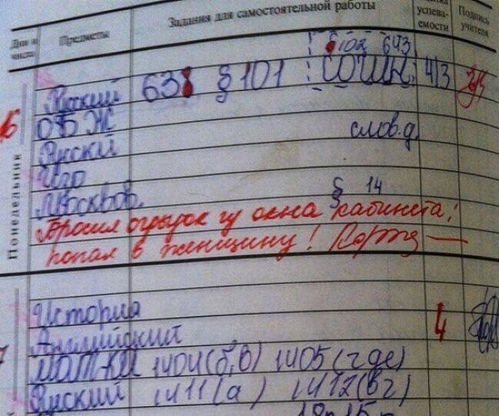 15 замечаний в школьных дневниках, от которых у родителей волосы встают дыбом 15 замечаний в школьных дневниках, от которых у родителей волосы встают дыбом