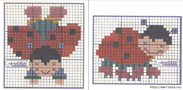 Фартук с божьими коровками. Схемы вышивки крестом (3) (700x345, 206Kb)