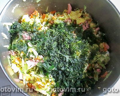 Окрошка с редькой, морковкой и колбасой на тане (тандеме), Шаг 07