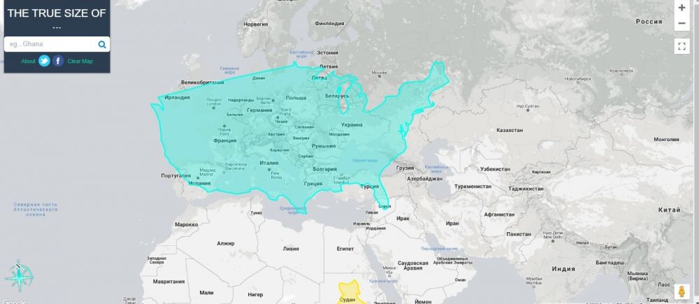 5 карт, на которых видны реальные размеры стран