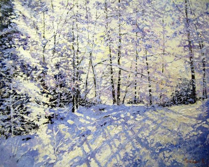 Зимний лес. Автор: Евгений Гавлин. Очарование зимы на картинах современных русских и зарубежных художников