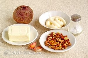 Салат из свеклы с плавленым сыром и чесноком: Ингредиенты Салат из свеклы с плавленым сыром и чесноком: Ингредиенты