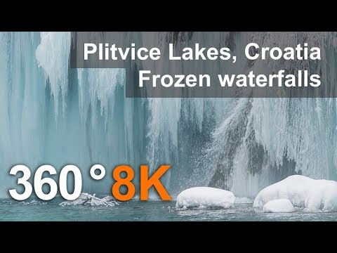 360°, Plitvice Lakes in Winter, Croatia. 8K aerial video 360°, Plitvice Lakes in Winter, Croatia. 8K aerial video