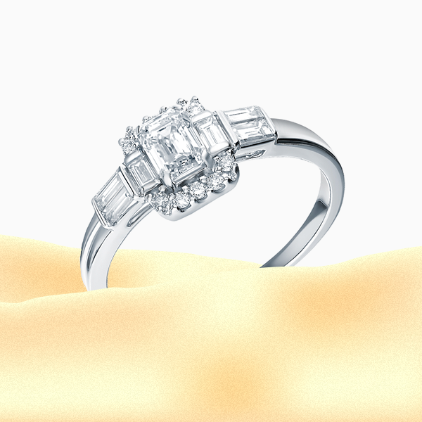 Помолвочное кольцо SL, белое золото, бриллианты