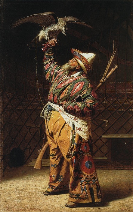 Богатый киргизский охотник с соколом. (1871). Государственная Третьяковская галерея. Автор: Василий Верещагин. Василий Верещагин: Как сложилась судьба русского гения, которому французы не дали Нобелевку