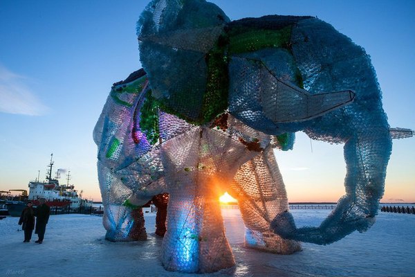 Слон из пластиковых бутылок в Архангельске