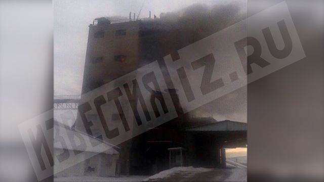 Фото: элеватор размером с пятиэтажный дом, наполненный семечками, горит в Оренбурге