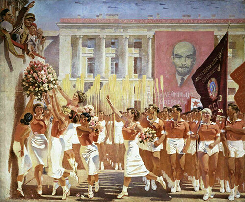 «Киров принимает парад физкультурников», А.Самохвалов, 1935 г.