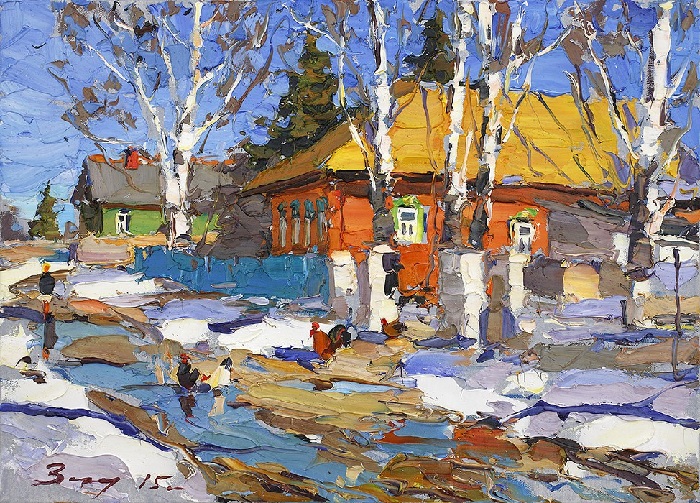 Оттепель. Импрессионизм от Андрея Захарова. Современные картины, за которые борются покупатели аукционов «Сотбис» и «Кристис»: В чём уникальность полотен Андрея Захарова