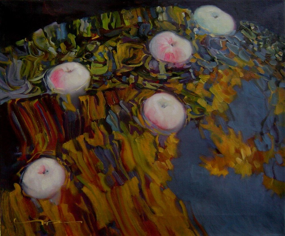 "В отражении золотых шаров", 2005, холст, масло