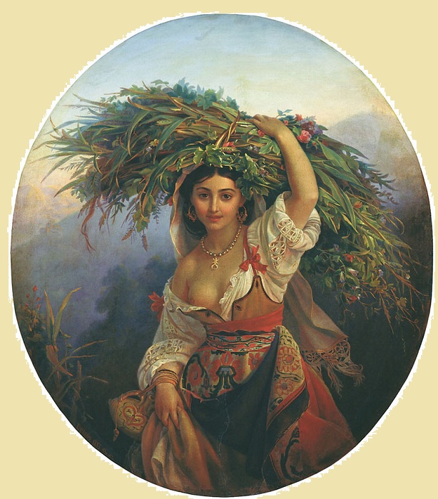 «Итальянка с цветами». (1853 год). Иркутский художественный музей. Автор: П. Орлов. Как подмастерье маляра стал учеником Брюллова и одним из лучших европейских портретистов