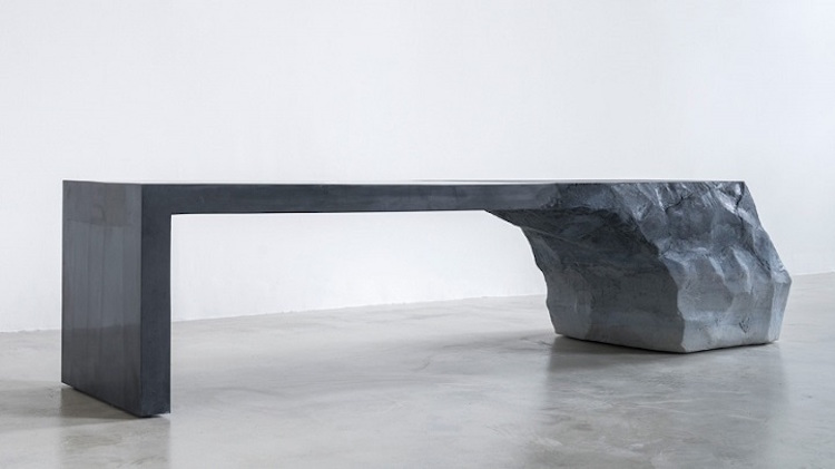 nature-inspired furniture bench rock stone