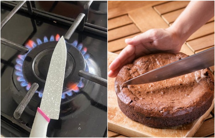Сначала нагрейте нож, а потом режьте пирог