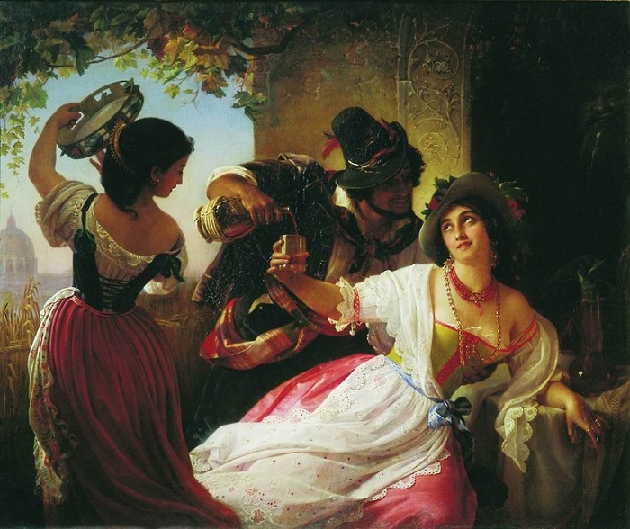 «Октябрьский праздник в Риме». (1851 год). Третьяковская галерея. Автор: П. Орлов. «Октябрьский праздник в Риме». (1851 год). Третьяковская галерея. Автор: П. Орлов.